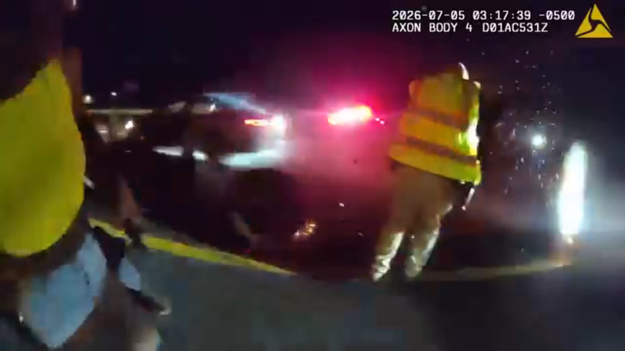 Vehicle slams into parked police cruiser in Forney, missing first responders by feet